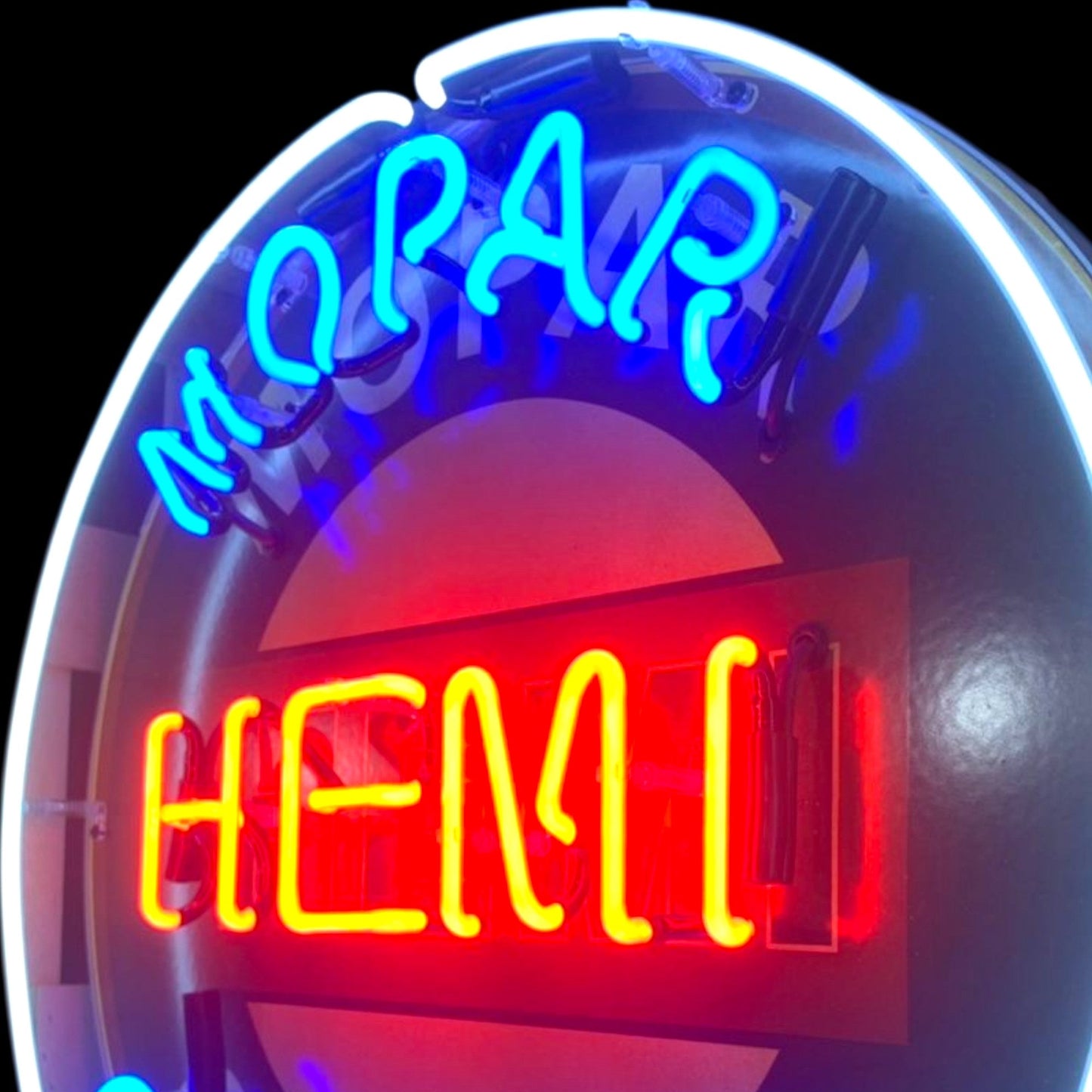 Mopar Hemi Garage Single-Sided Neon Porcelain Box Sign