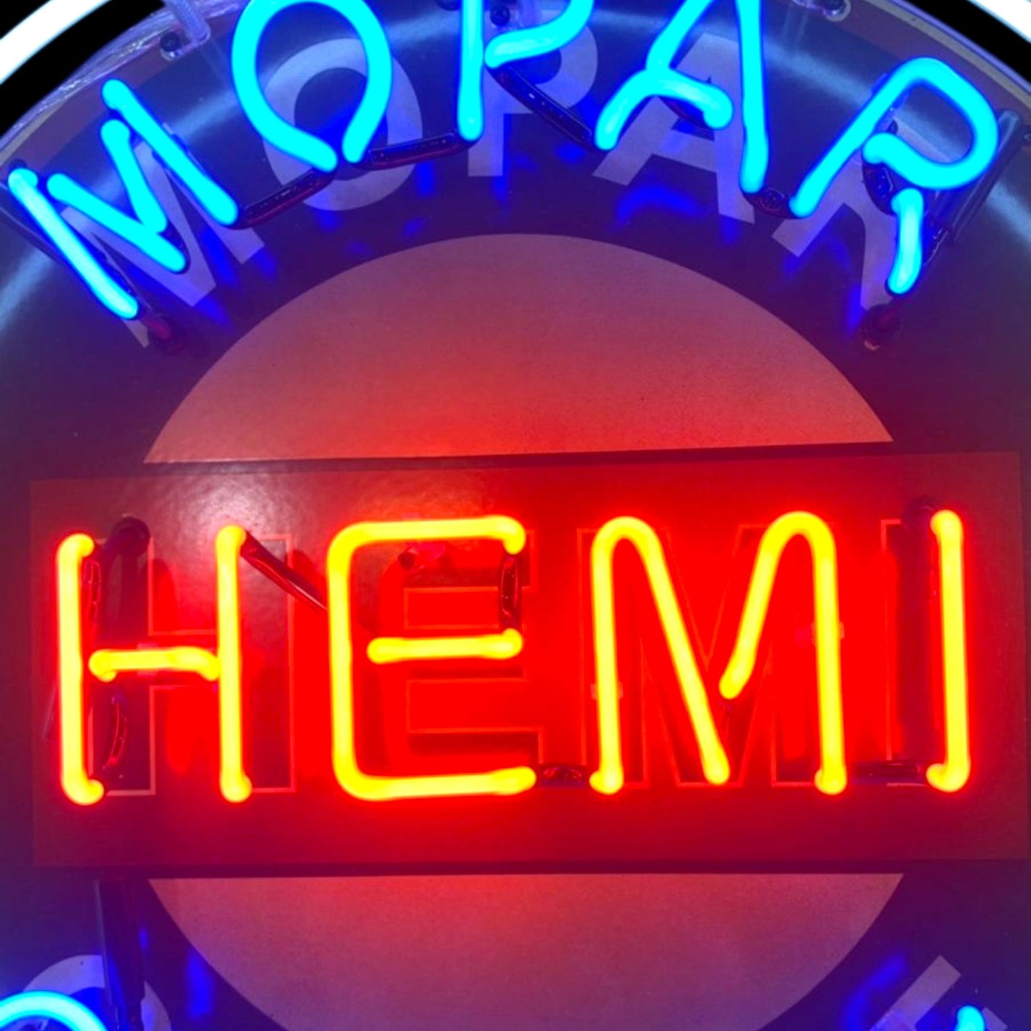 Mopar Hemi Garage Single-Sided Neon Porcelain Box Sign