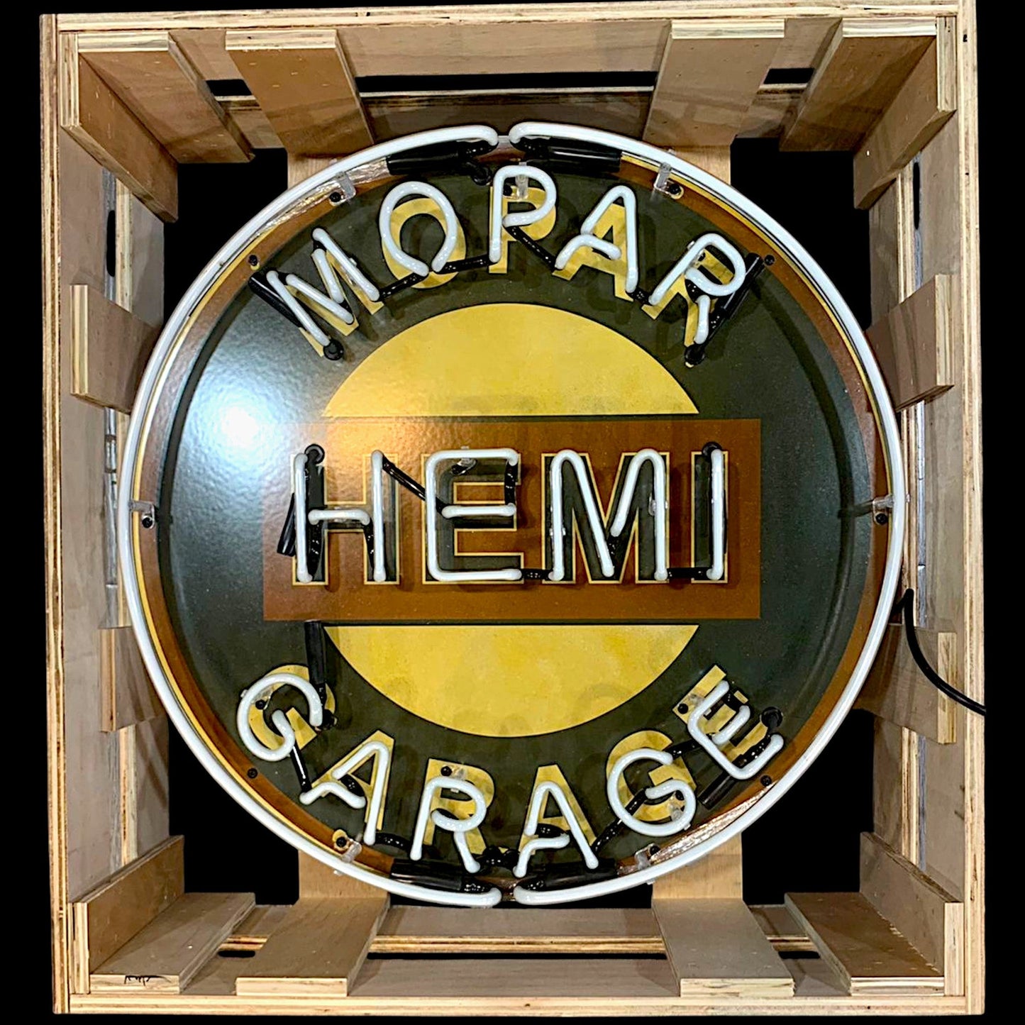 Mopar Hemi Garage Single-Sided Neon Porcelain Box Sign