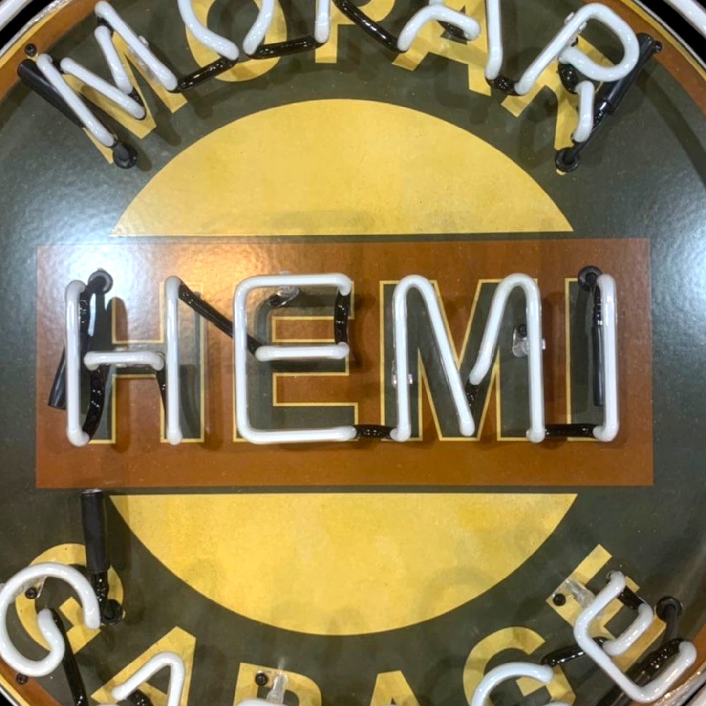 Mopar Hemi Garage Single-Sided Neon Porcelain Box Sign