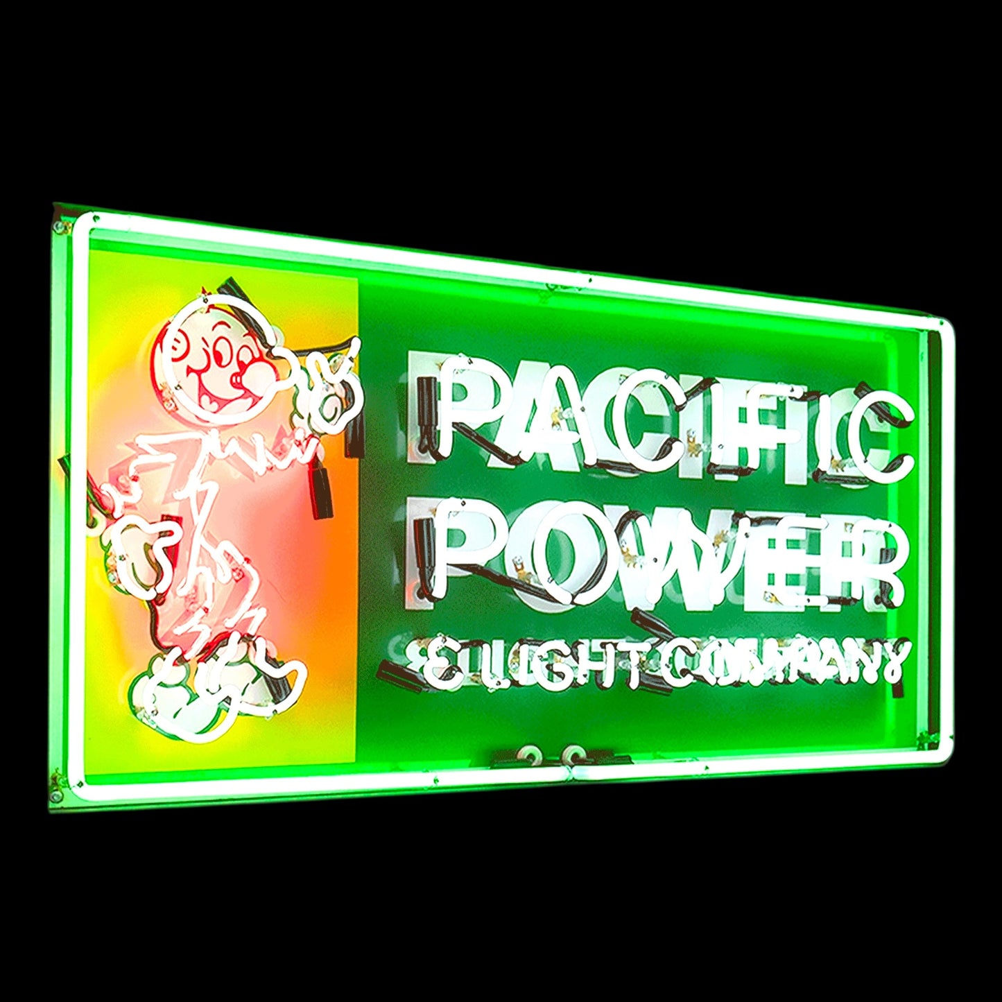 Reddy Kilowatt Pacific Power & Light Neon Porcelain Can Sign