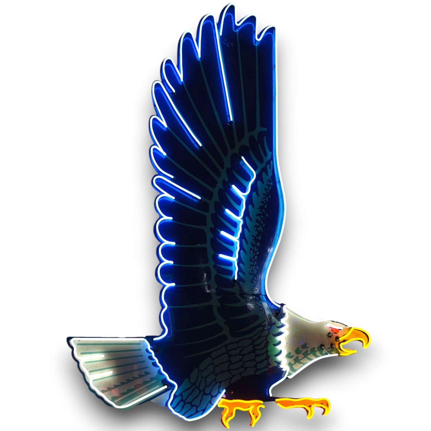 Richfield Gas Die Cut Bald Eagle Neon Porcelain Advertising Sign with Steel Can