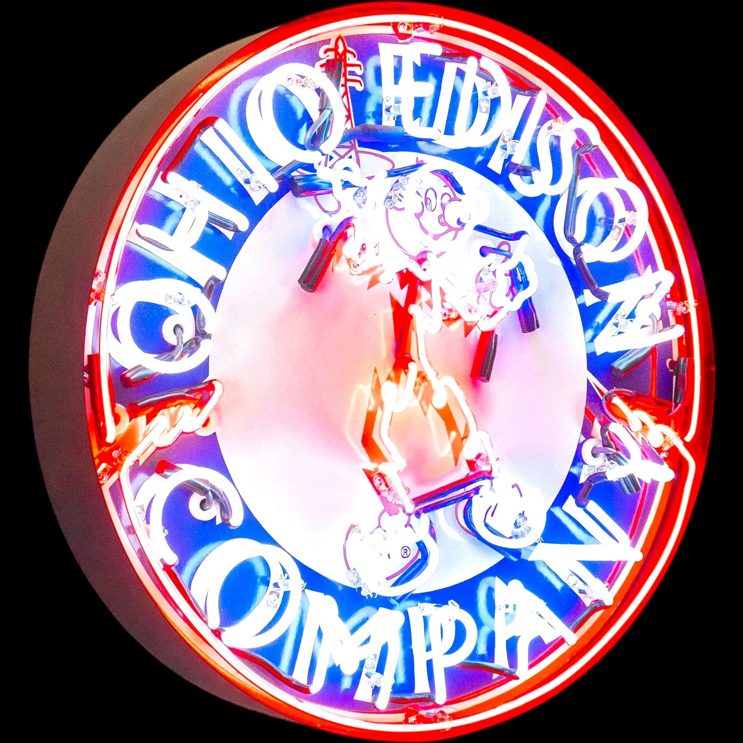 Reddy Kilowatt Ohio Edison Co Neon Porcelain Can Sign | Vintage Electric Advertising Neon