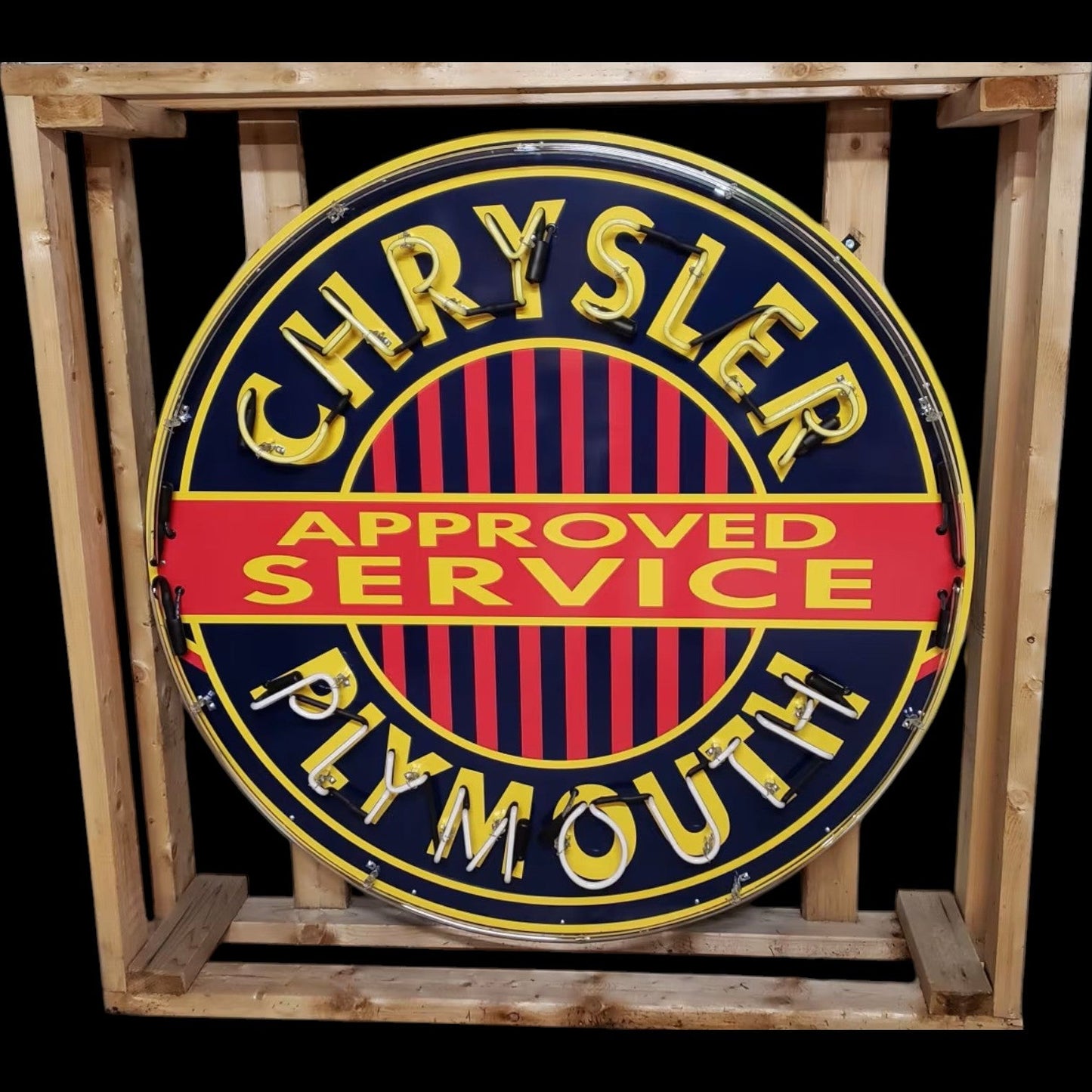 Chrysler Plymouth Service - Real Neon Porcelain Sign - Vintage Dealer Advertising Reproduction