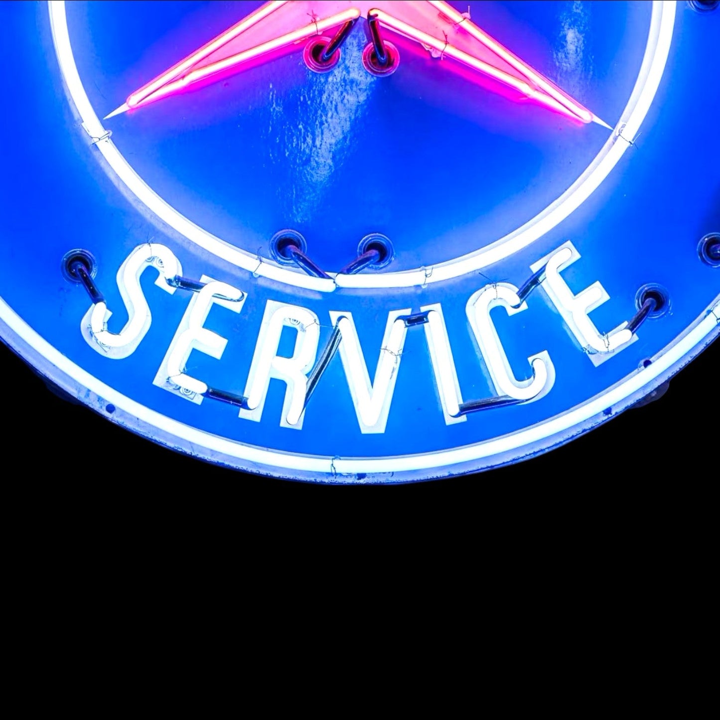 Mercedes Benz Service - Real Neon Porcelain Sign - Vintage Dealer Advertising Reproduction