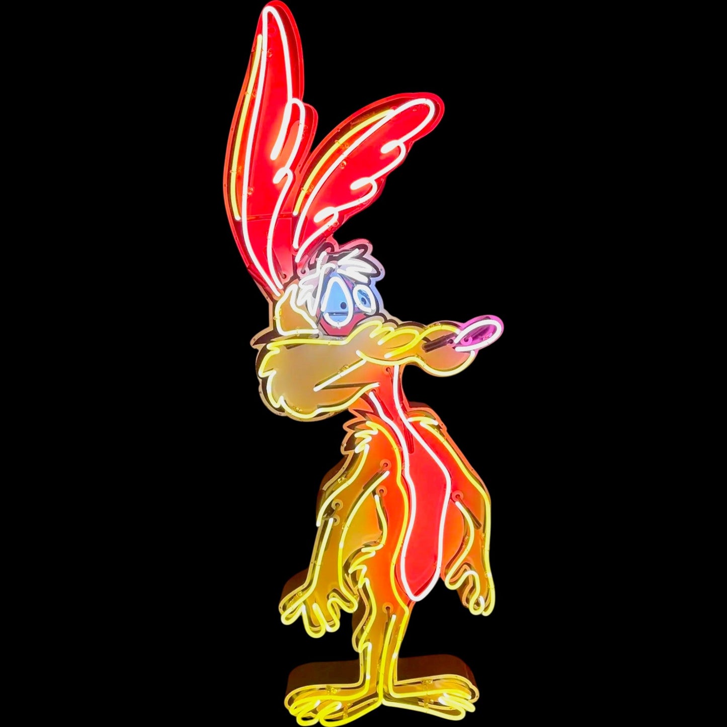 2pc Premium Neon Signs - Road Runner & Wile E. Coyote Beep Beep - Handblown Glass, Porcelain, Steel Can - Vintage Plymouth Muscle Car Mascots