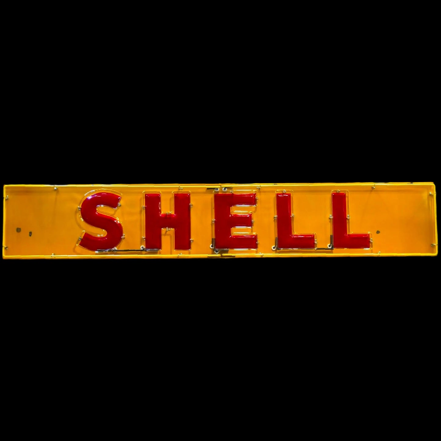 Shell Gasoline Neon Porcelain Sign - Real Glass, Enamel, Metal Can - Large Vintage Lighted Gas Station Display