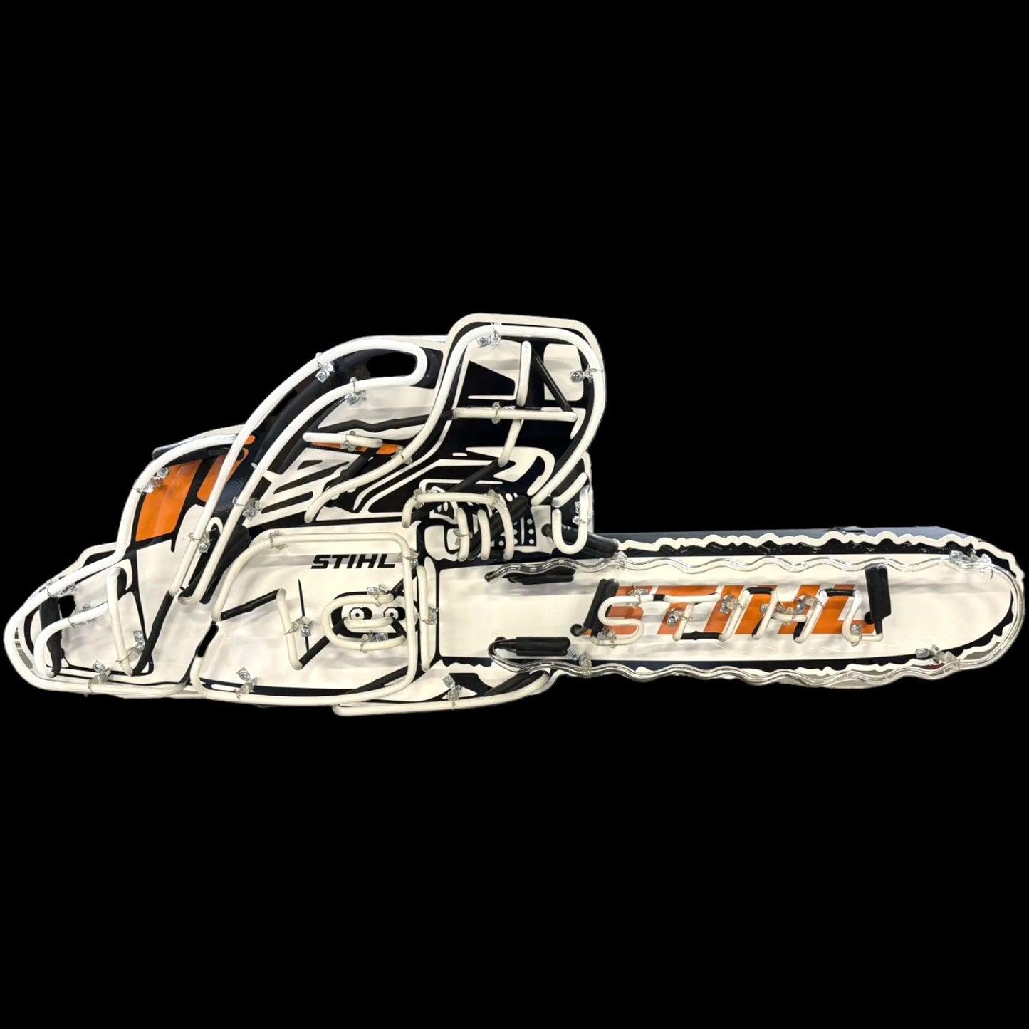 Stihl Chainsaw Neon Sign - Vintage Die Cut, Glass, Porcelain Enamel, Steel Can