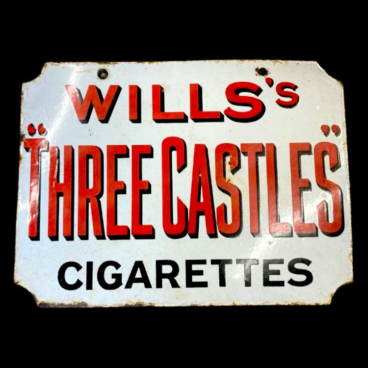 Will's Three Castles Cigarettes Porcelain Enamel Vintage Metal Reproduction