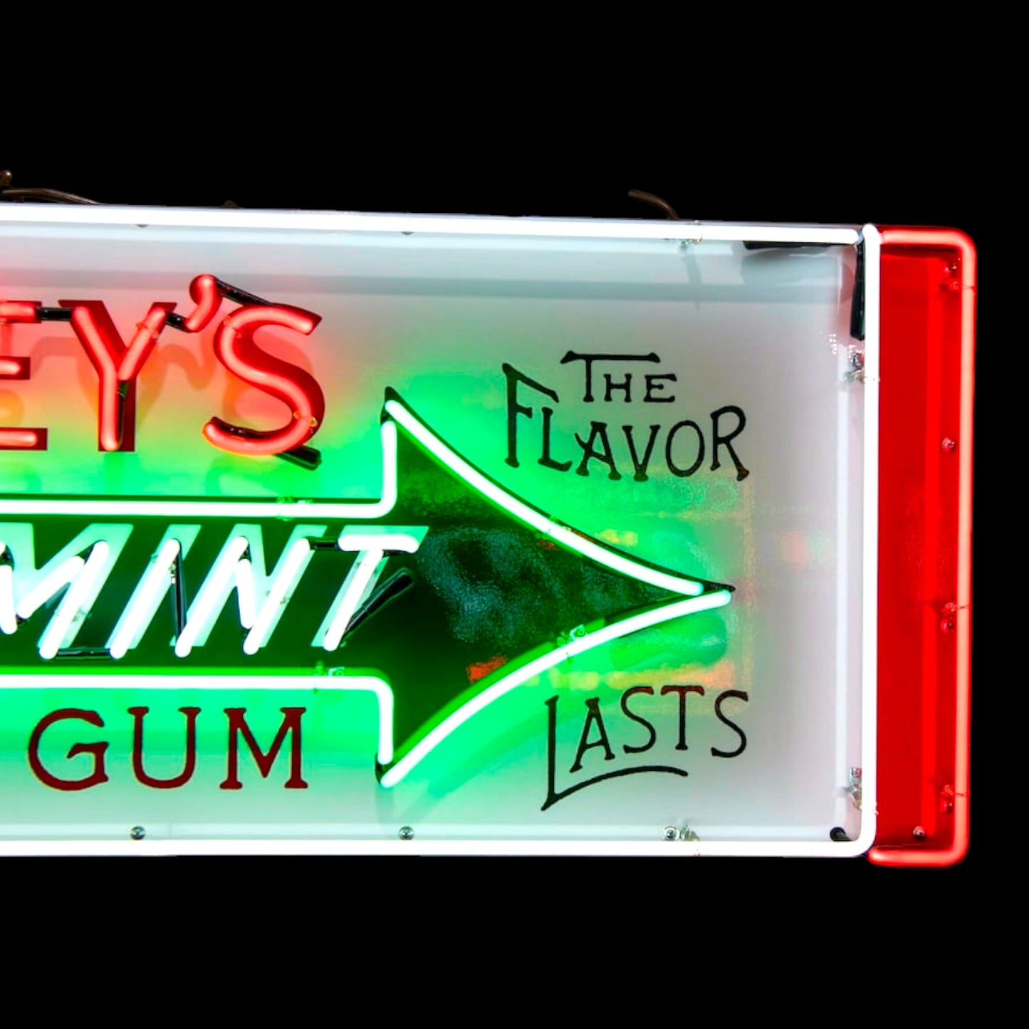 Wrigley's Spearmint Gum Panel Neon Box with Porcelain Enamel and Steel Can