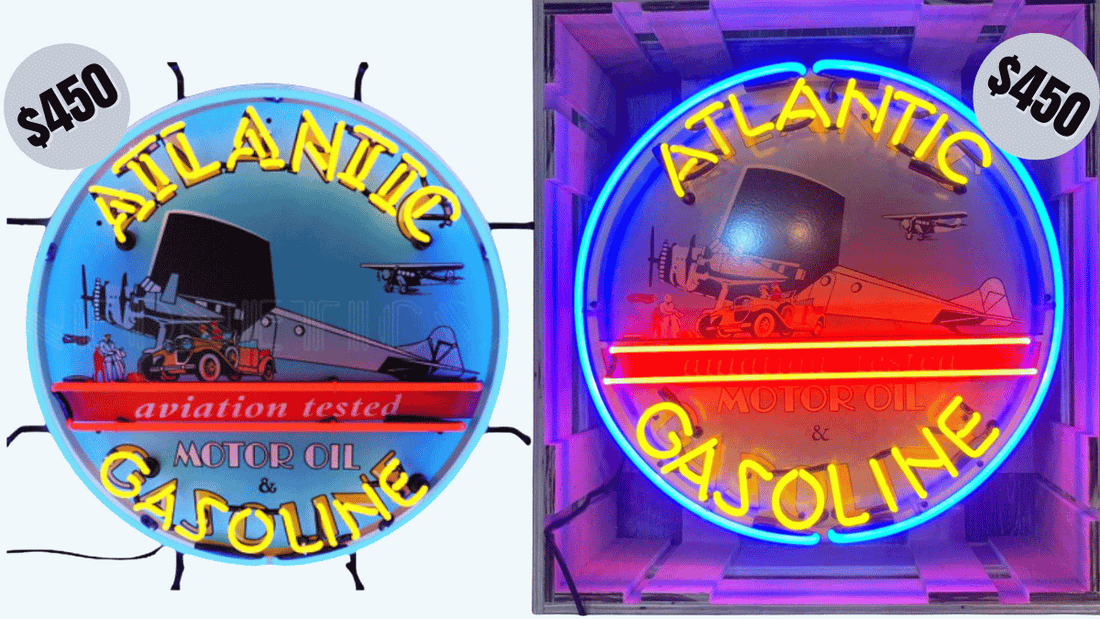 Real neon sign with porcelain face vs cheap plastic LED sign comparison
