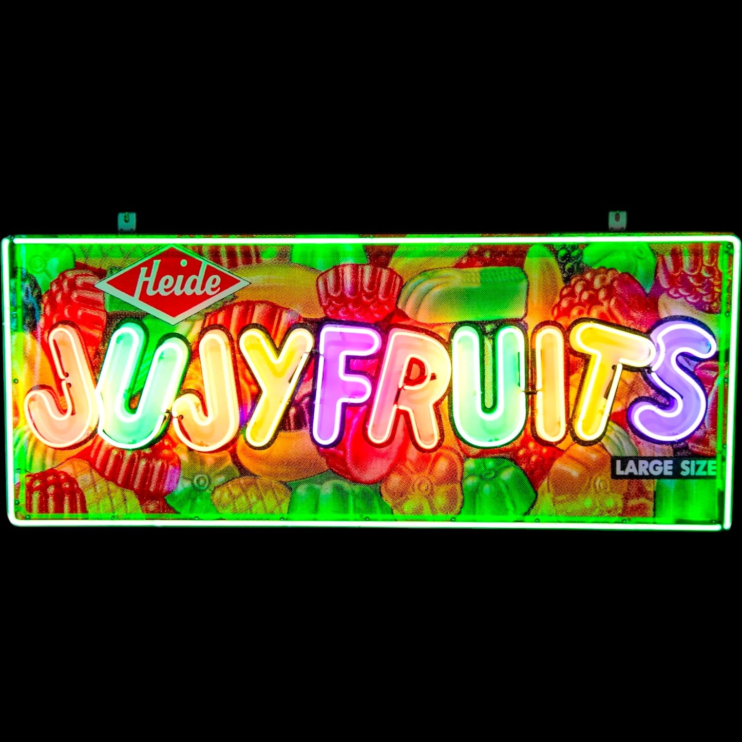 Jujy Fruits Retro Candy Neon Porcelain Panel Sign with Steel Can