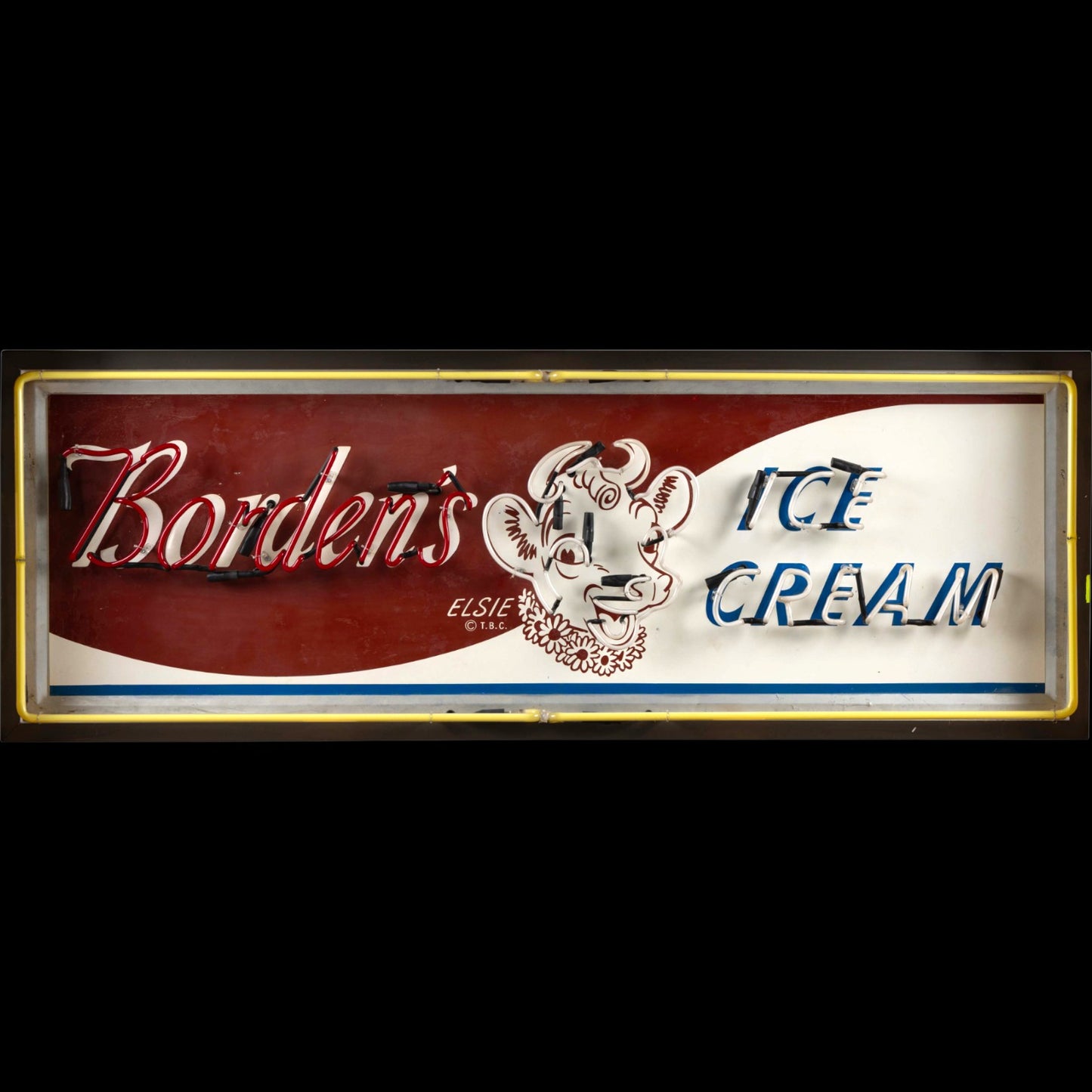 Borden's Ice Cream Retro Elsie the Cow Neon Porcelain Panel Display Sign