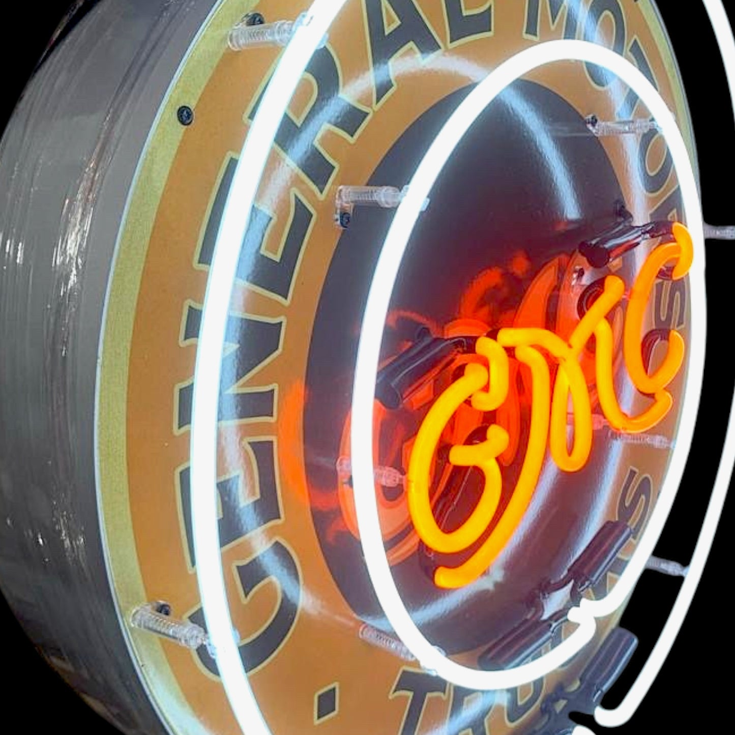GMC Trucks General Motors Neon Porcelain Enamel Sign