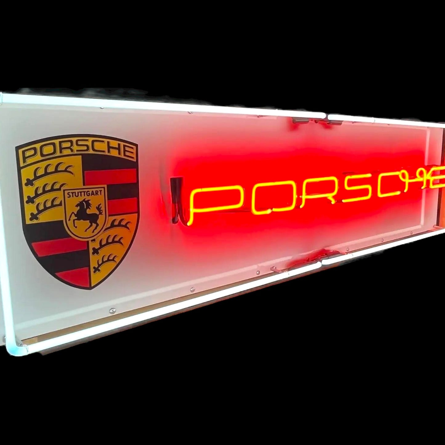 Reproduction Porsche Glass Neon Porcelain Sign Auto Dealership Reproduction
