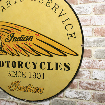 Indian Motorcycles Parts & Service 30-Inch Large Porcelain Enamel Sign