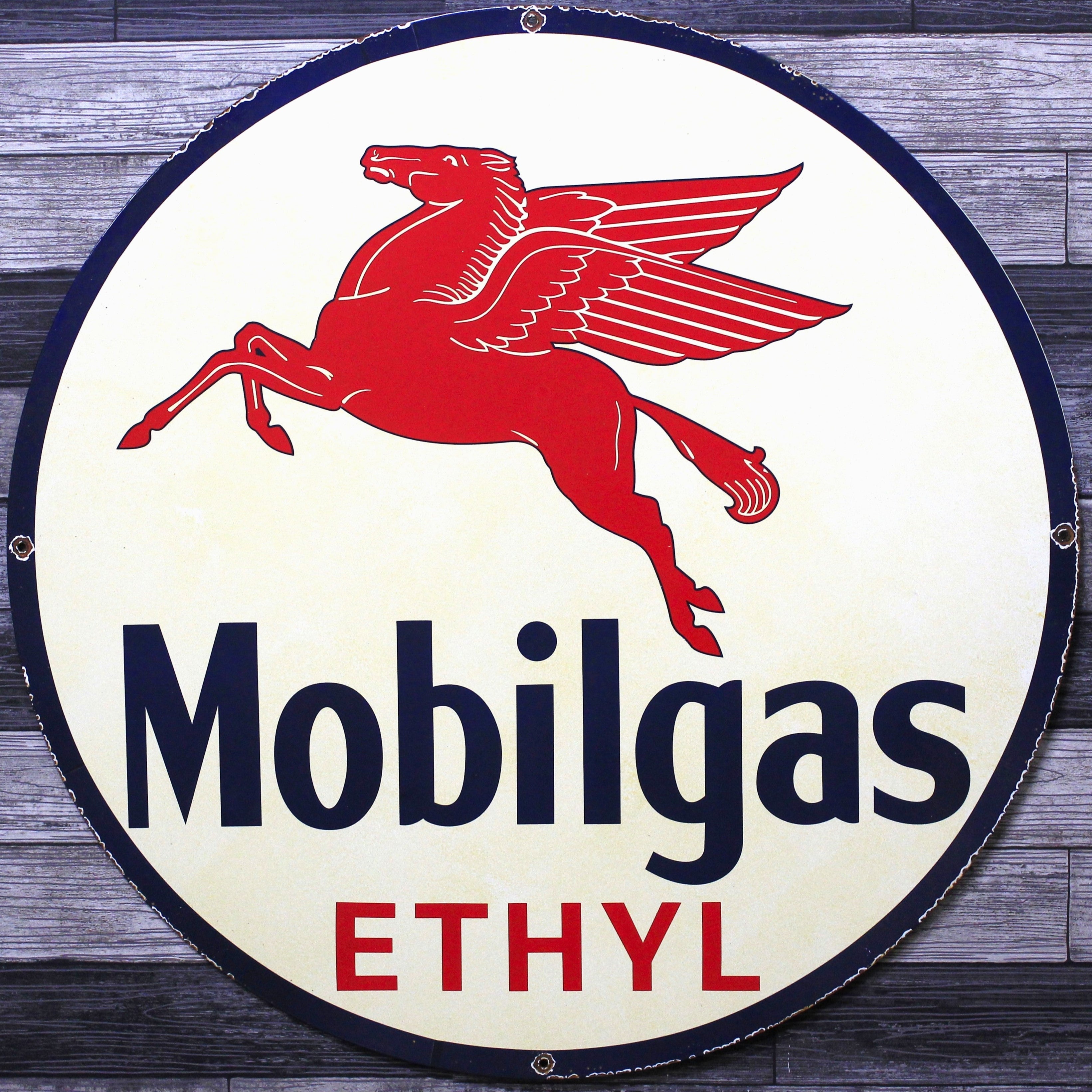Mobilgas ペガサス ホーロー看板 Mobilgas Ethyl Pegasus (30