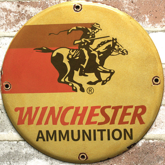 Winchester Ammunition Vintage Porcelain Enamel Sign (12in)