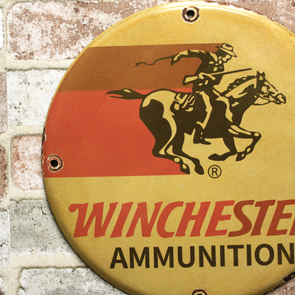 Winchester Ammunition Vintage Porcelain Enamel Sign (12in)