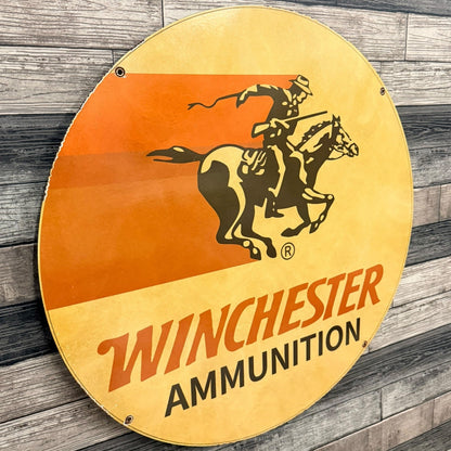 *DS* Winchester Ammunition Large Vintage Advertising Double Sided Porcelain Enamel Sign (30in)
