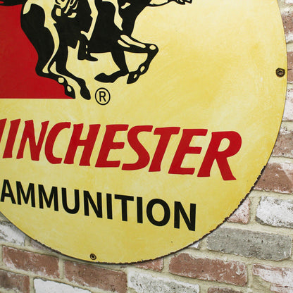Winchester Ammunition Large Vintage Advertising Porcelain Enamel Sign (30in)