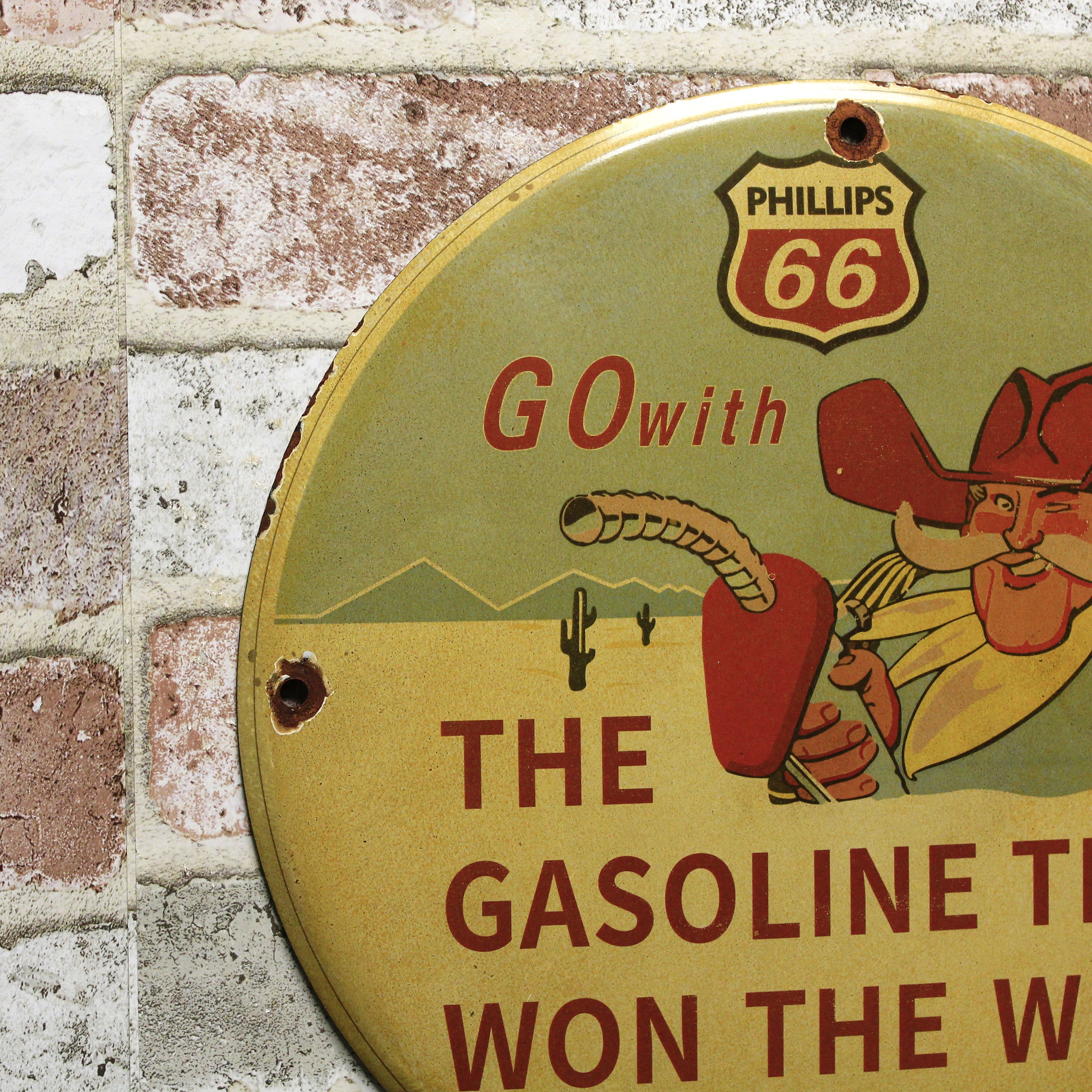 Phillips 66 Gasoline Western | Vintage Porcelain Enamel Sign (12