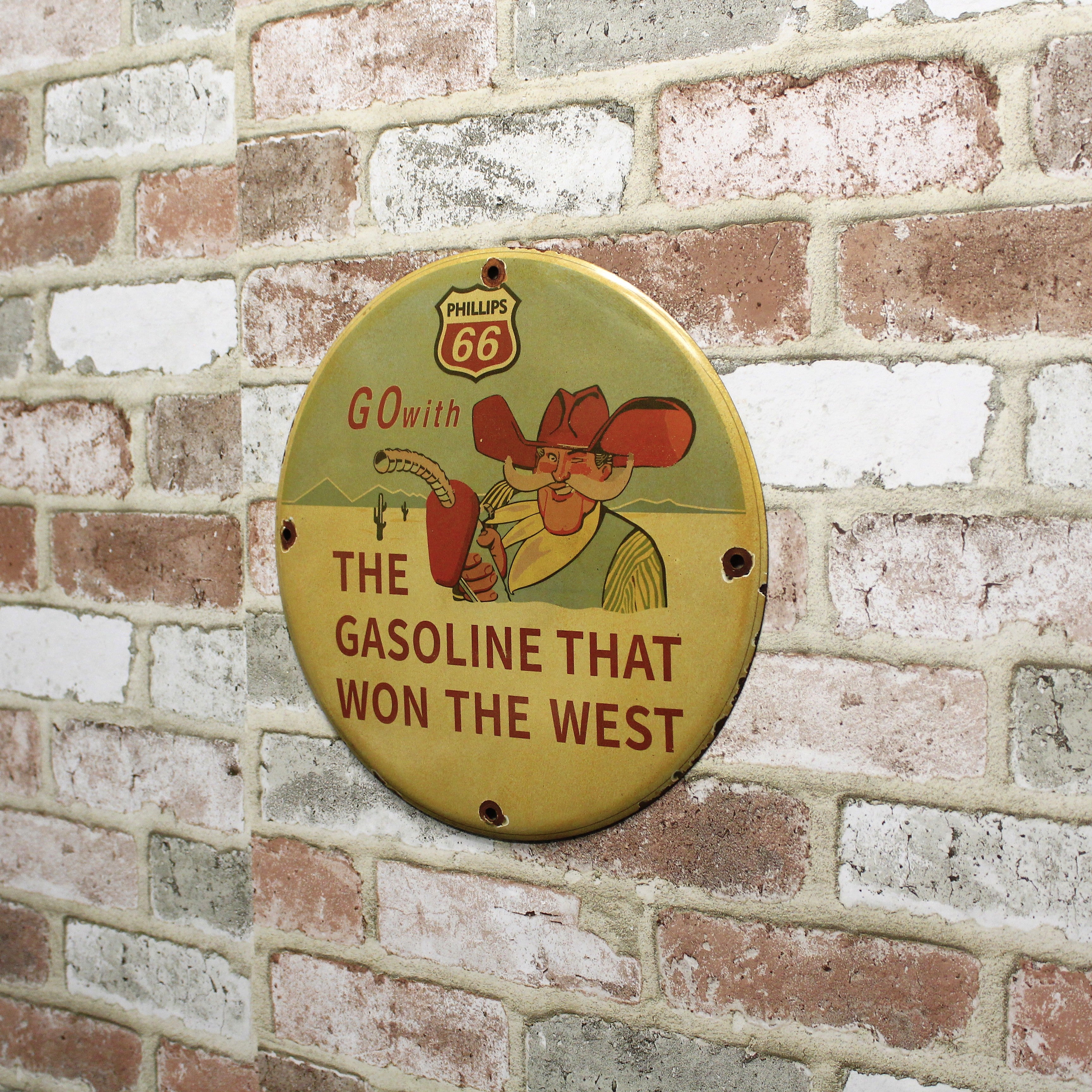 Phillips 66 Gasoline Western | Vintage Porcelain Enamel Sign (12