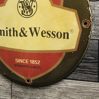 Protected by Smith & Wesson Porcelain Enamel Sign (12in)