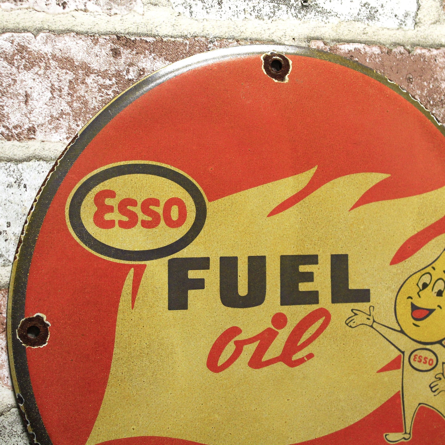 Esso Fuel Motor Oil Porcelain Enamel Sign (12in)