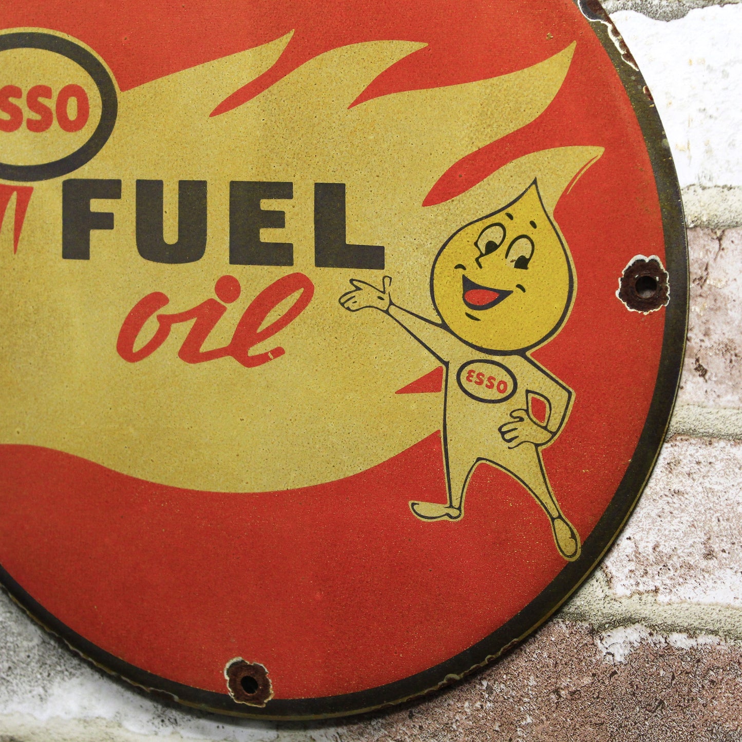 Esso Fuel Motor Oil Porcelain Enamel Sign (12in)