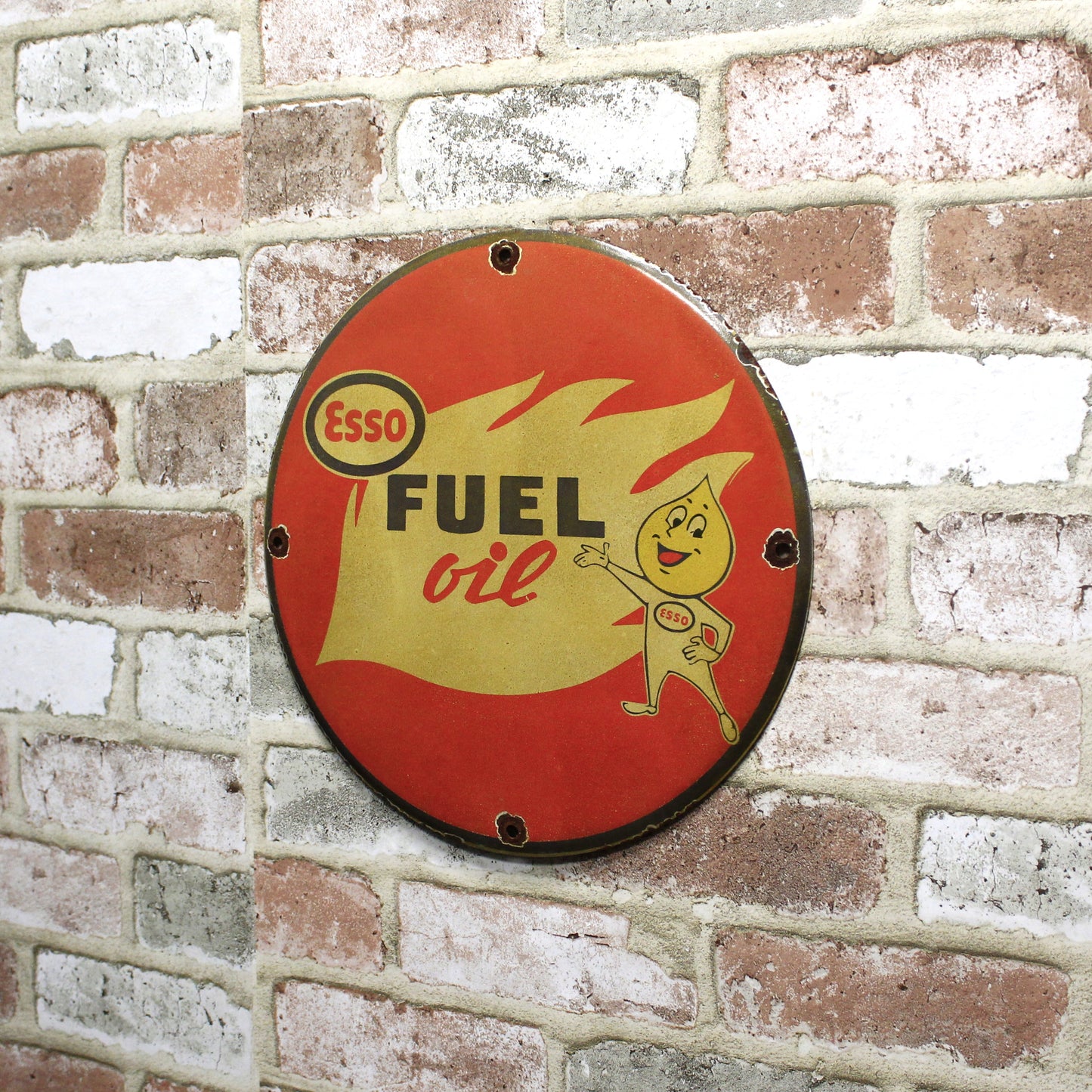 Esso Fuel Motor Oil Porcelain Enamel Sign (12in)