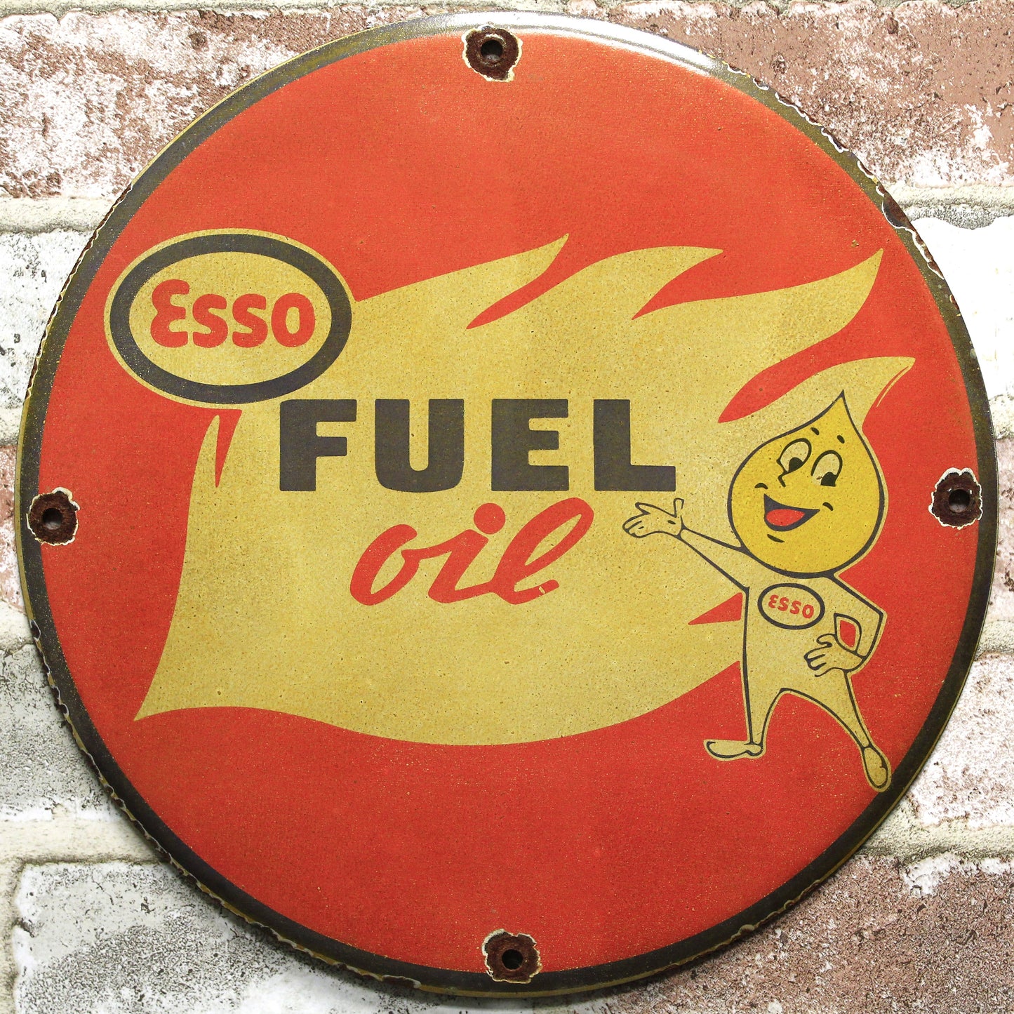 Esso Fuel Motor Oil Porcelain Enamel Sign (12in)