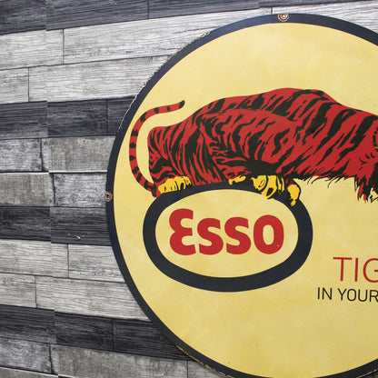 Esso Gas "Put a Tiger in Your Tank" Large 30-Inch Porcelain Service Station Sign