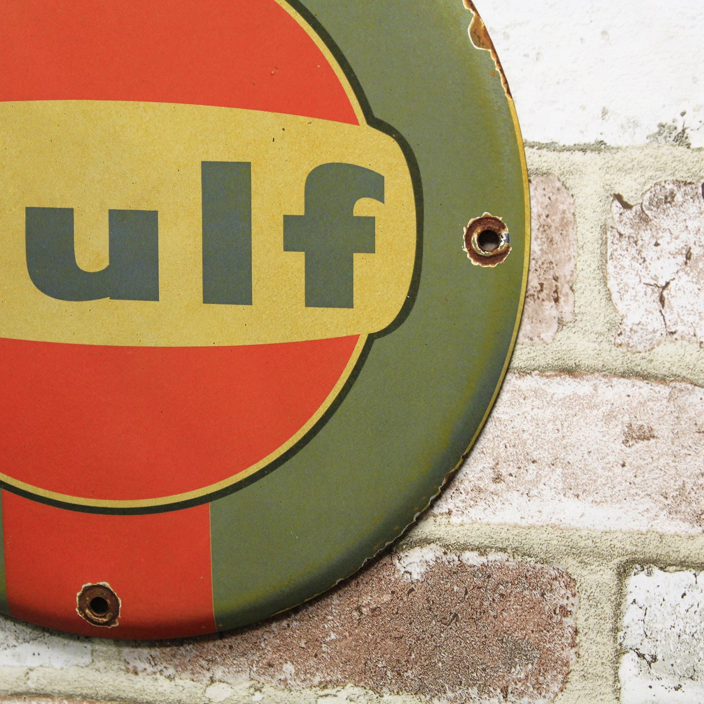 GULF Racing Gasoline Porcelain Enamel Sign (12in)
