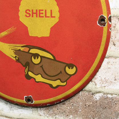 Cars Love Shell Motor Oil Porcelain Enamel Sign (12in)