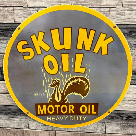 Skunk Motor Oil Large Porcelain Dealership Advertising