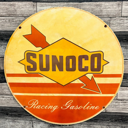 Sunoco Racing Gasoline Large Porcelain Enamel Sign 30in