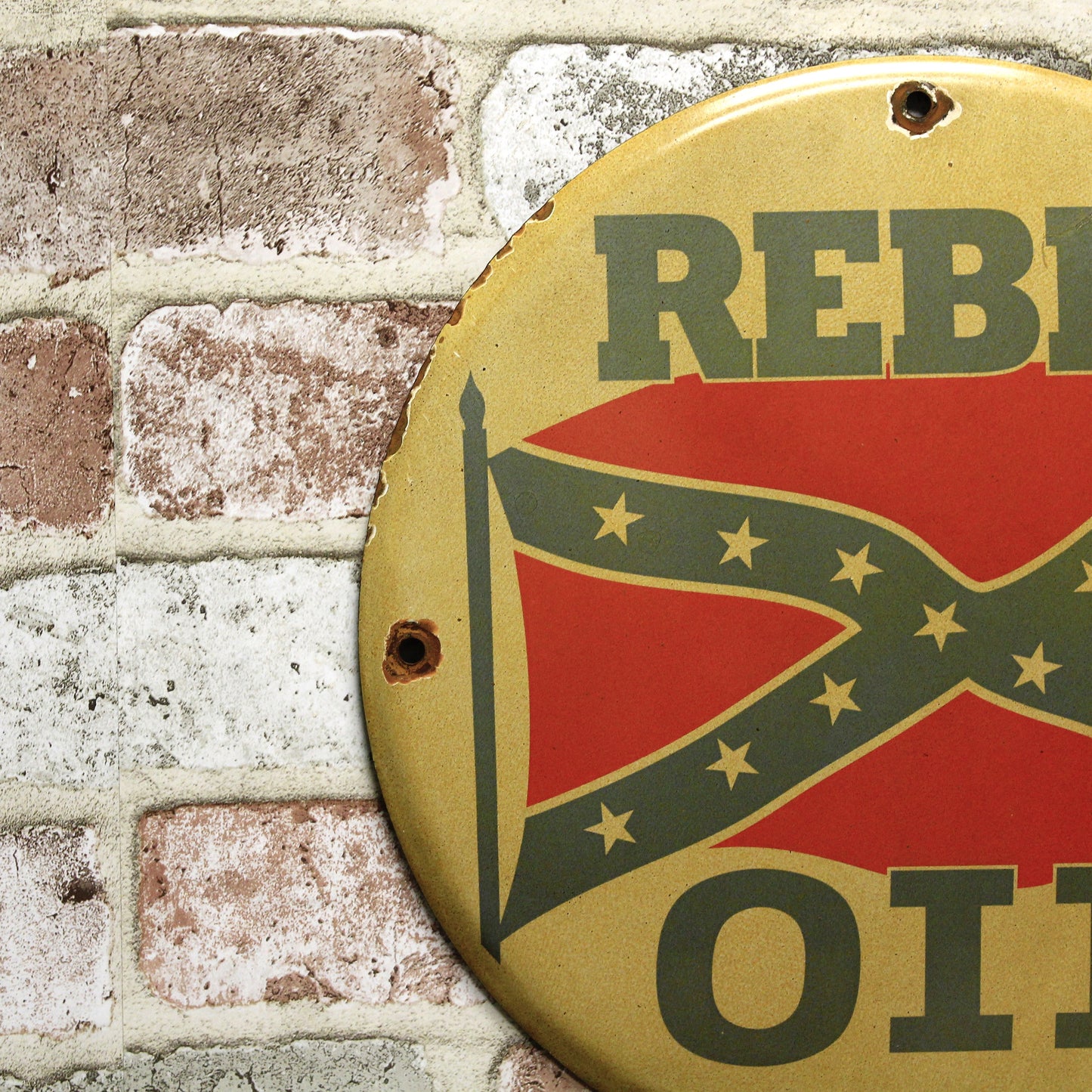 Rebel Oil Porcelain Enamel Sign (12in)