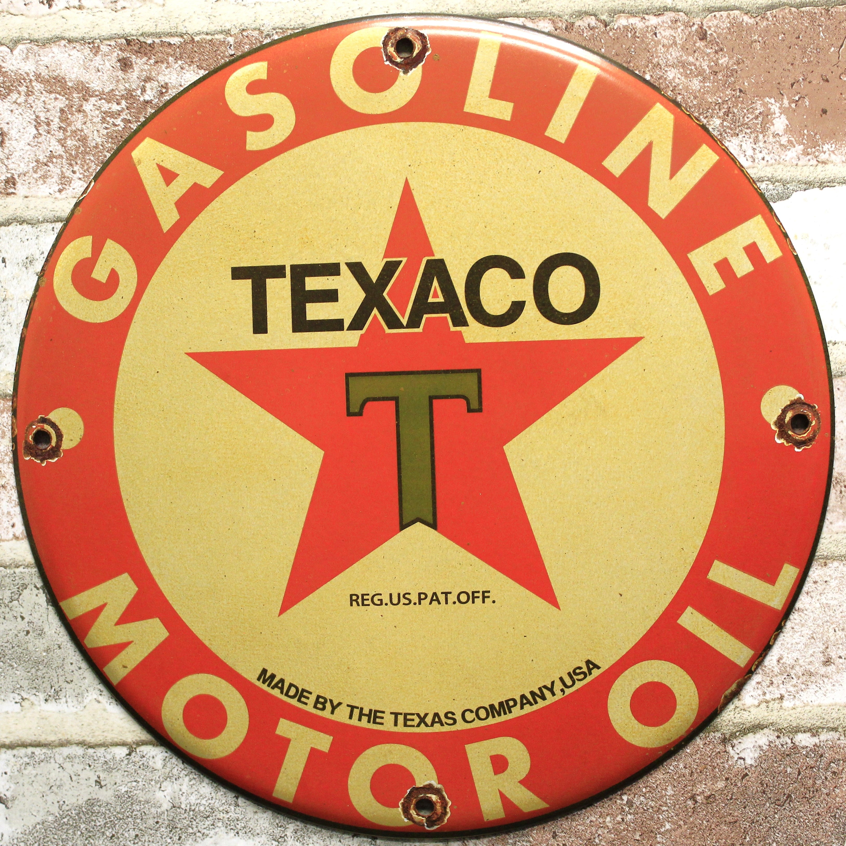 Texaco Motor Oil & Gasoline - Texas Company - Porcelain Enamel