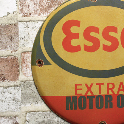 Esso Extra Motor Oil Porcelain Enamel Sign (12in)