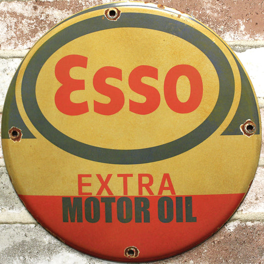 Esso Extra Motor Oil Porcelain Enamel Sign (12in)
