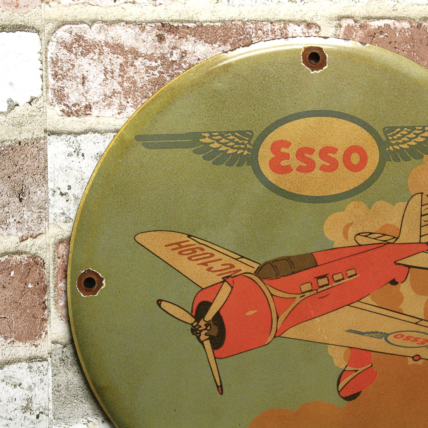 Esso Aviation Airplane Porcelain Enamel Sign (12in)