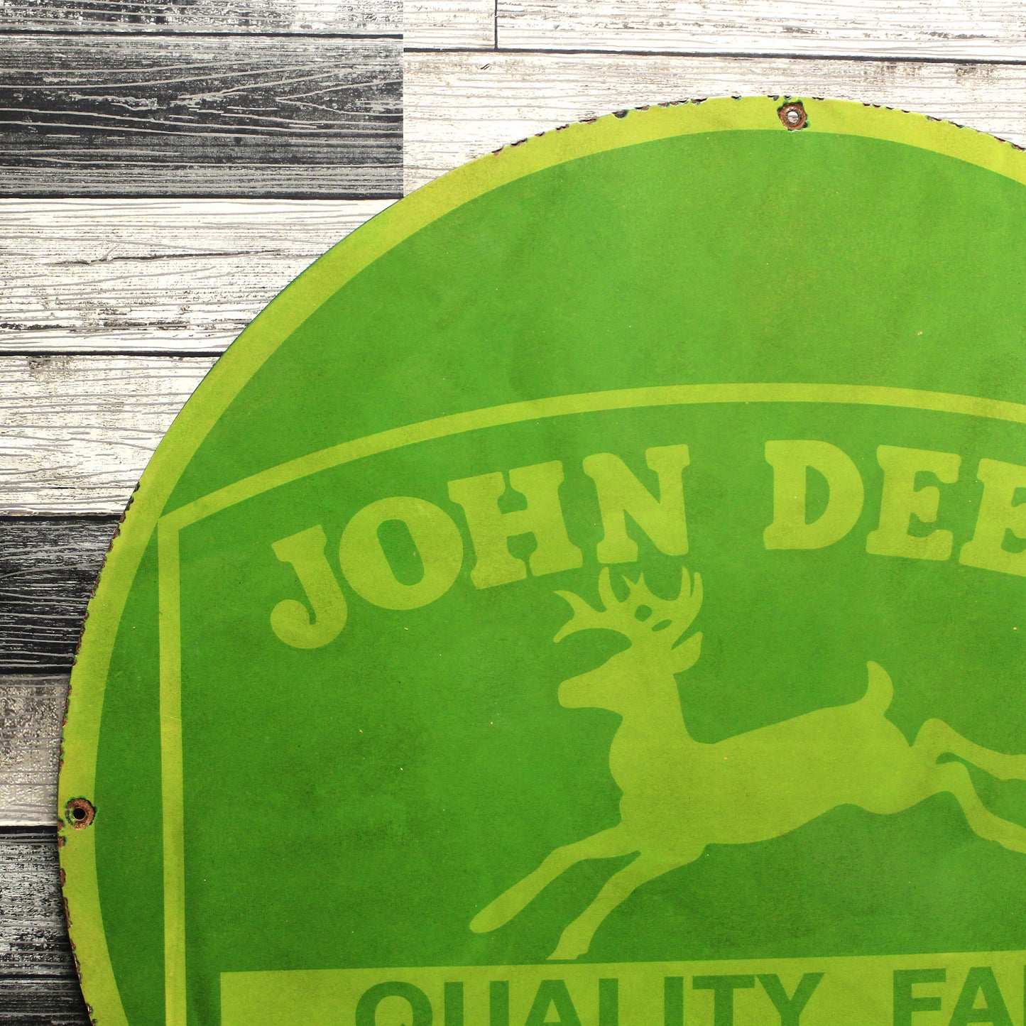 John Deere Quality Farm Equipment Large 30-Inch Porcelain Heavy Metal Sign