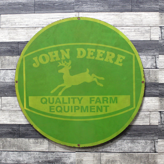 John Deere Quality Farm Equipment Large 30-Inch Porcelain Heavy Metal Sign