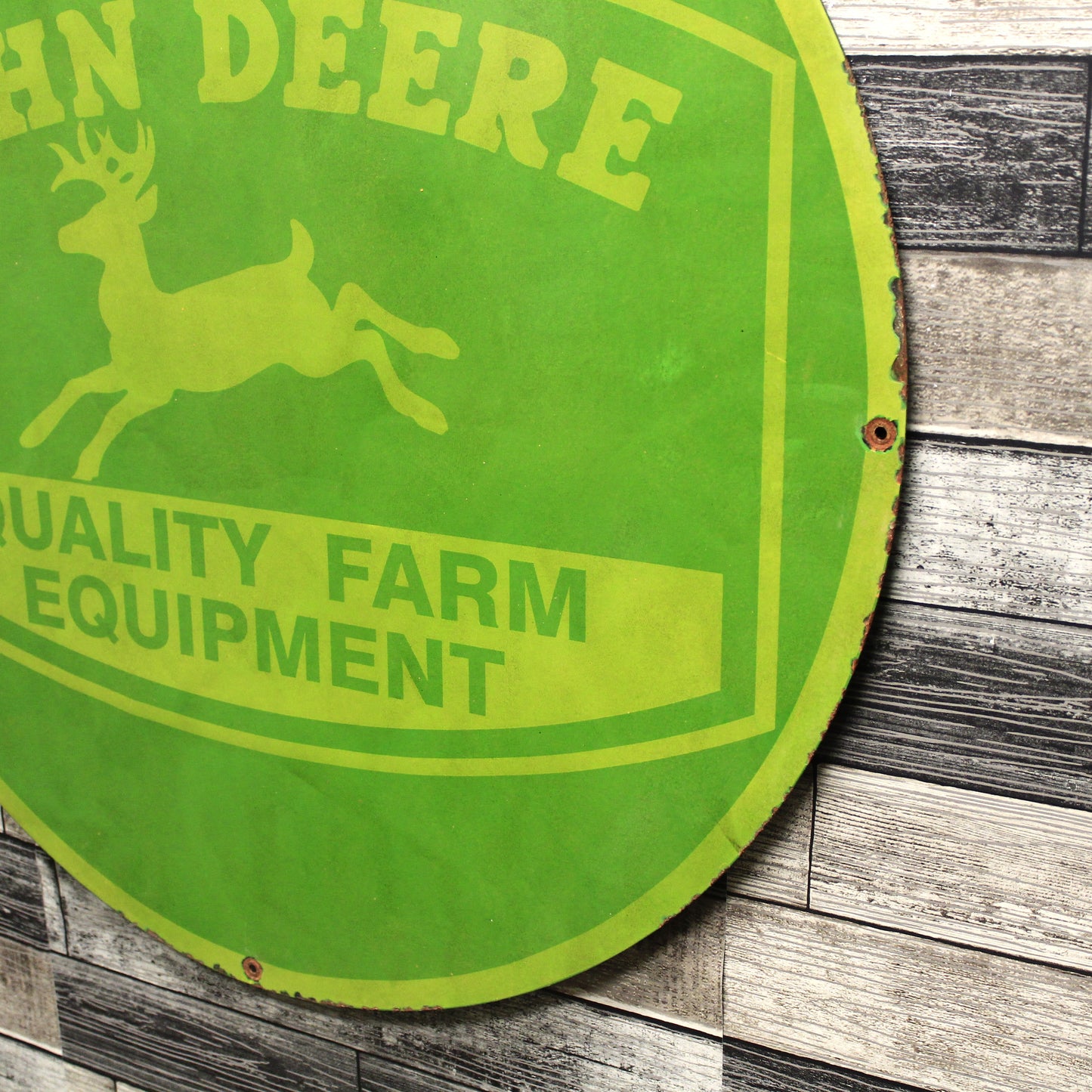 John Deere Quality Farm Equipment Large 30-Inch Porcelain Heavy Metal Sign