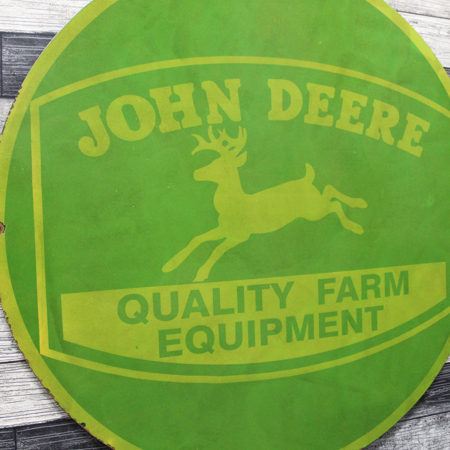 John Deere Quality Farm Equipment Large 30-Inch Porcelain Heavy Metal Sign