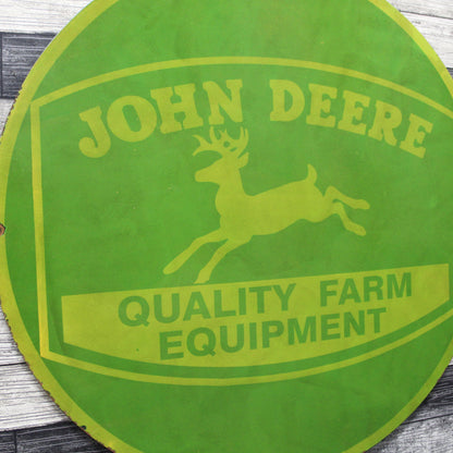 John Deere Quality Farm Equipment Large 30-Inch Porcelain Heavy Metal Sign