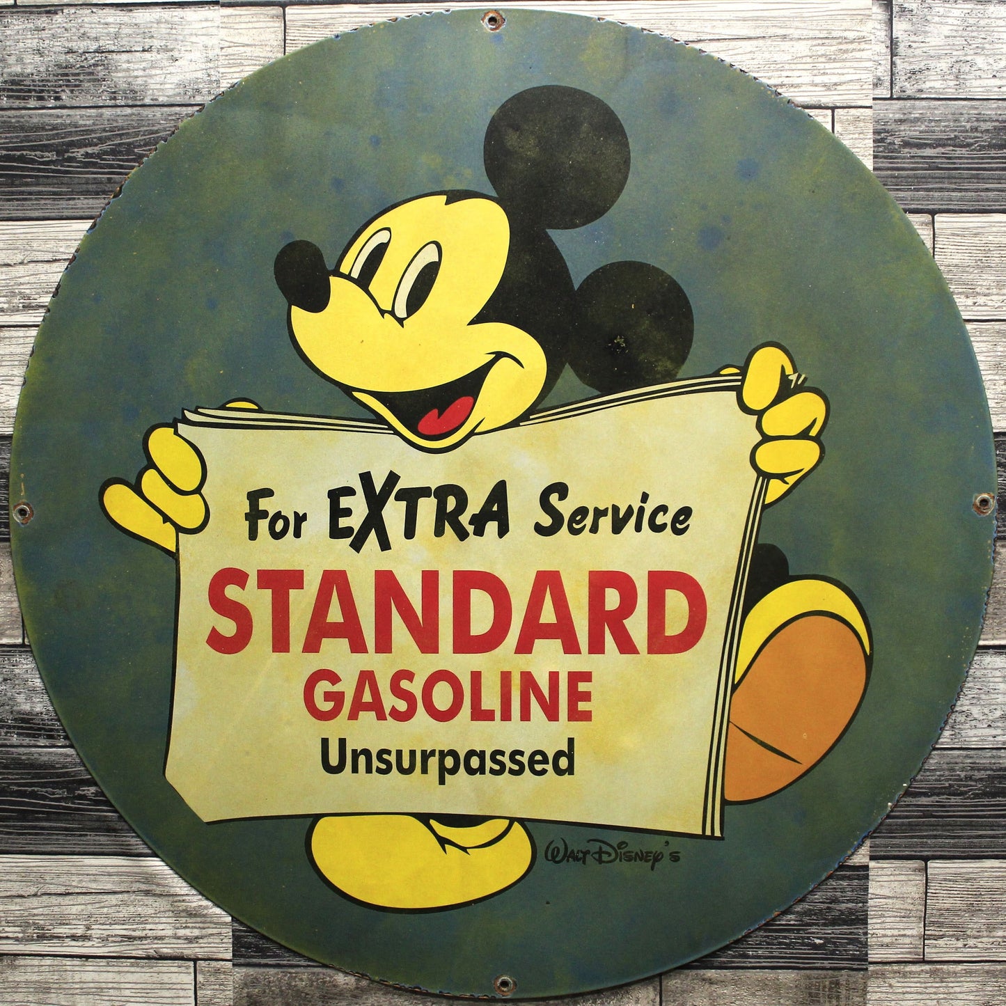 Looking for Collectible Signs  For Extra Service Standard Gasoline Mickey Mouse Porcelain Sign 