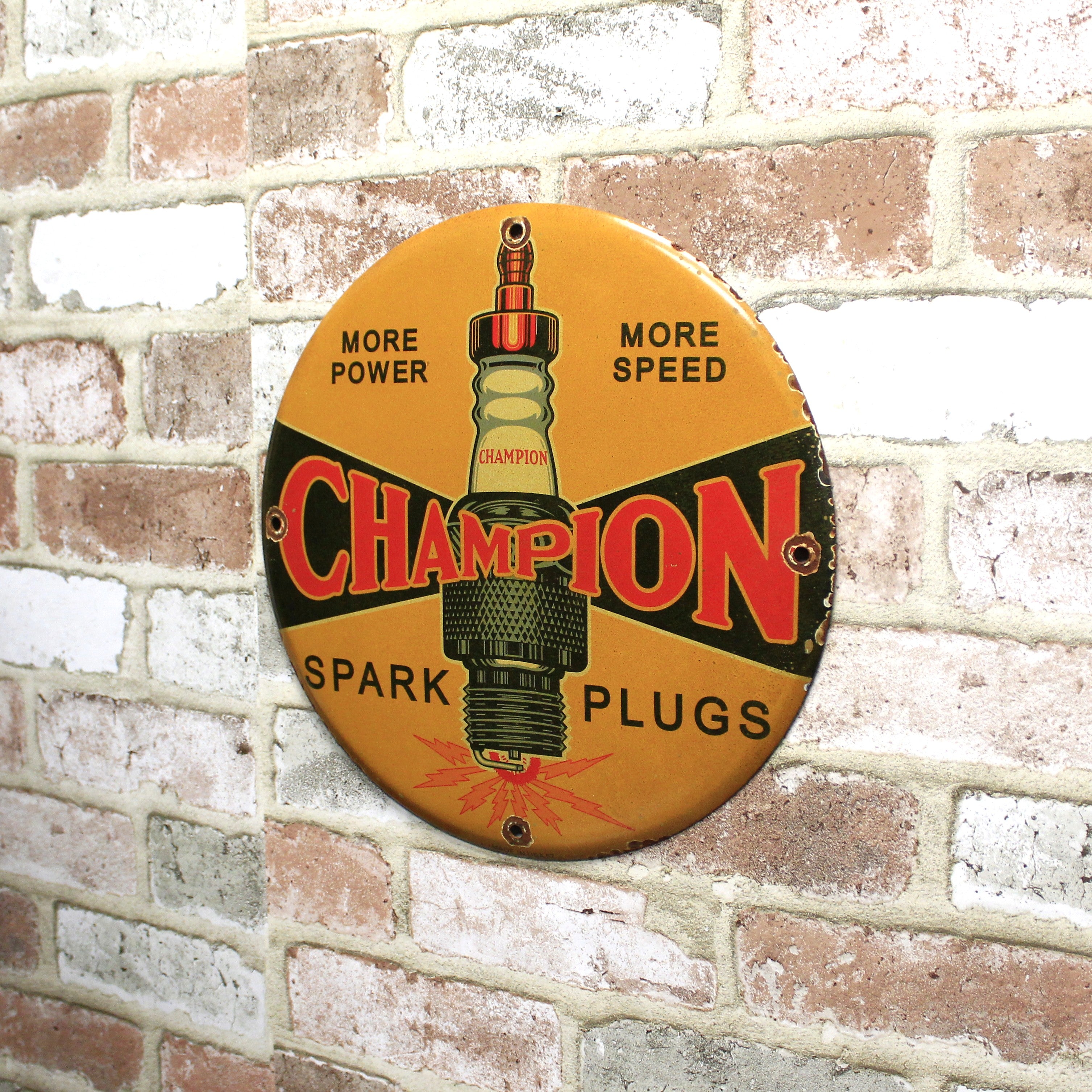 Champion Spark Plugs (12in) | Vintage Automotive Porcelain Enamel