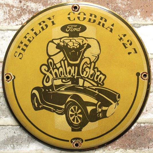 Shelby Cobra 427 Vintage Ford Porcelain Enamel Sign (12in)